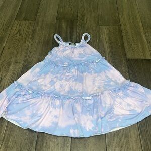 Toddler girl tie-dye braided strap summer Flowey dress